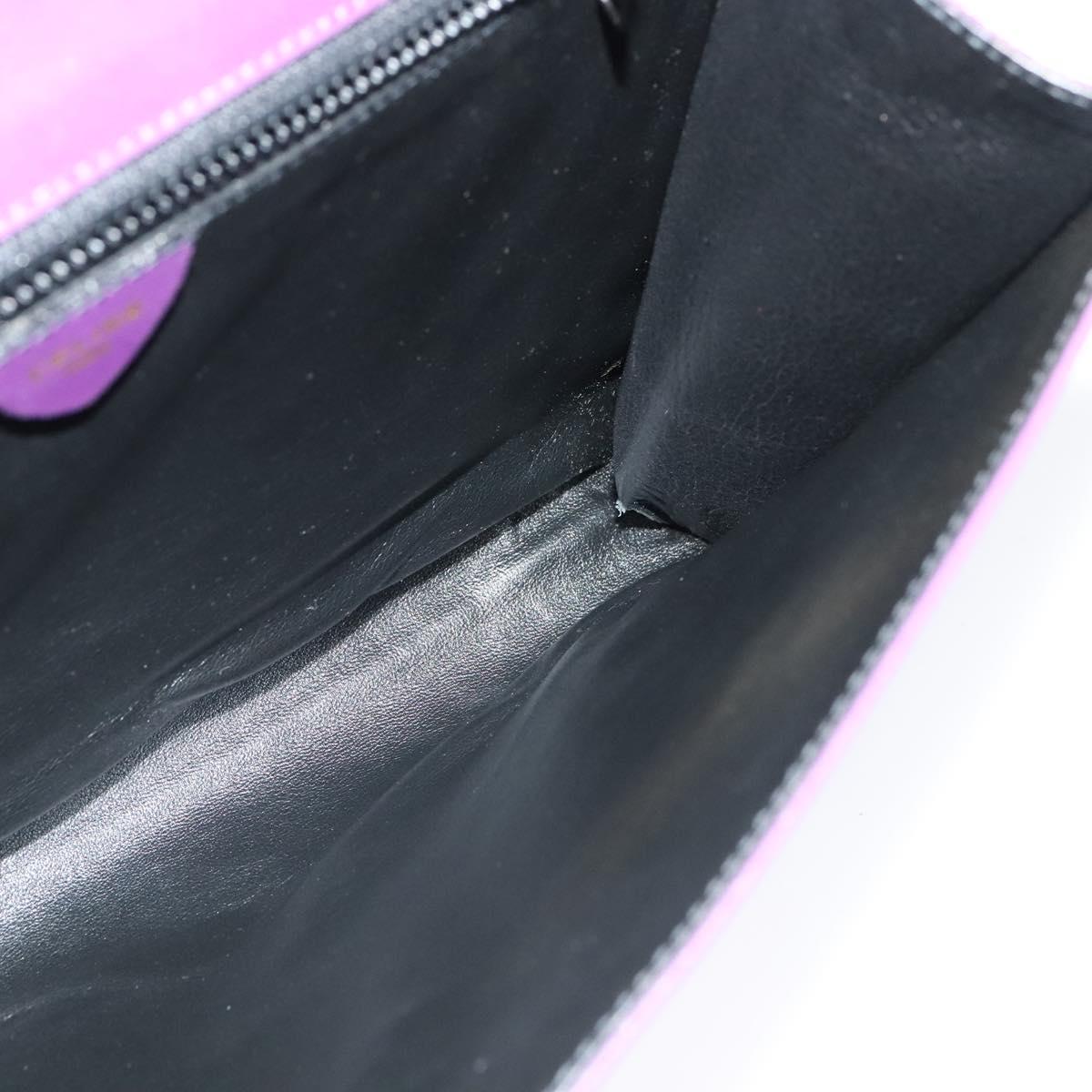 CELINE Shoulder Bag Leather Purple Gold Auth 138822