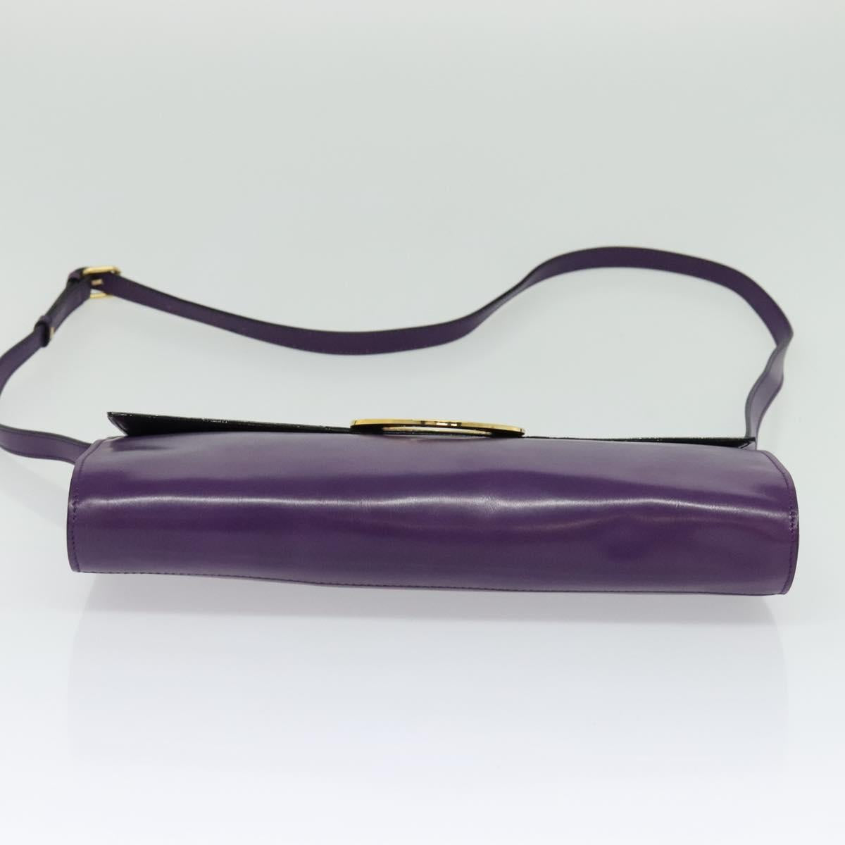 CELINE Shoulder Bag Leather Purple Gold Auth 138822