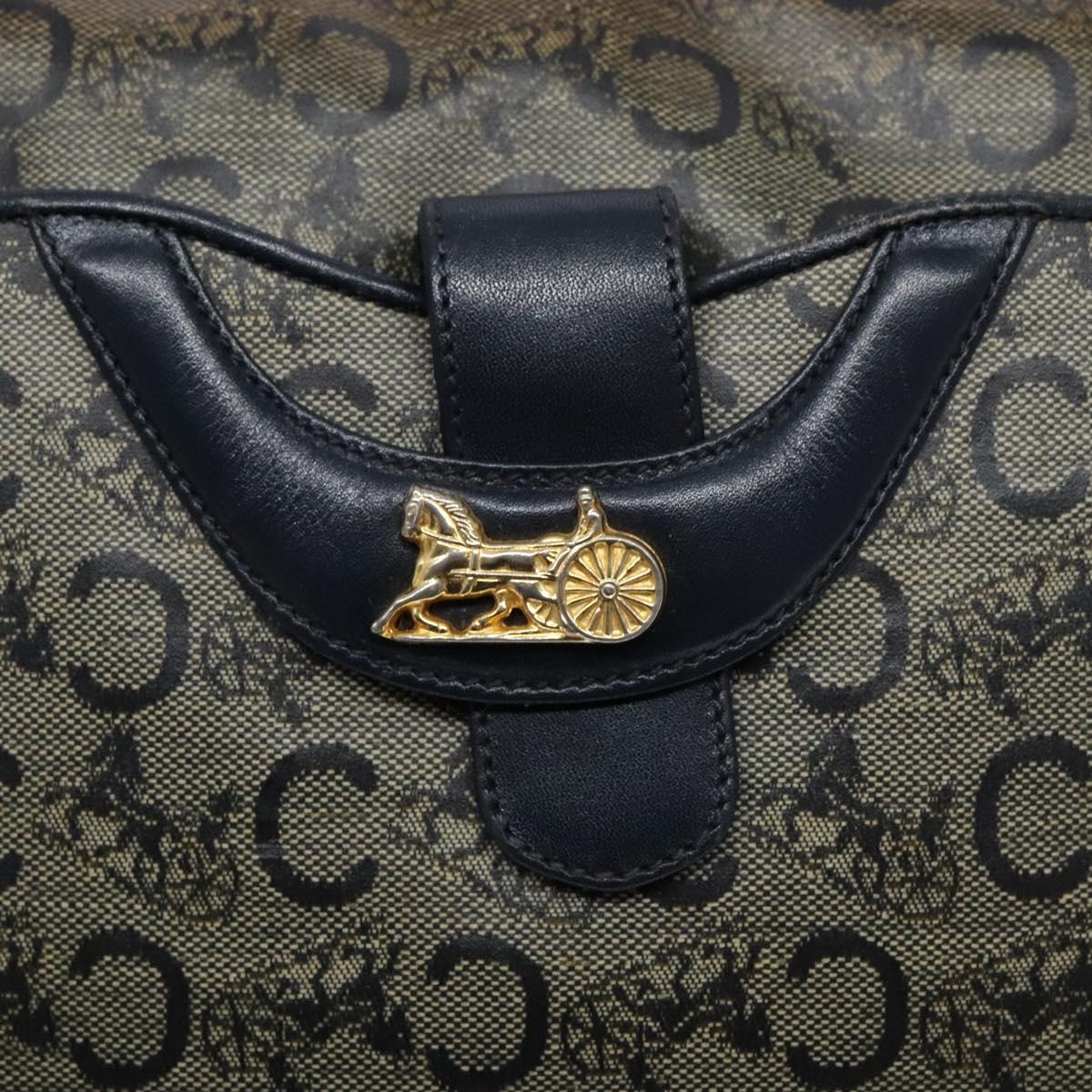 CELINE C Sulky Shoulder Bag PVC Navy Gold Auth 138826