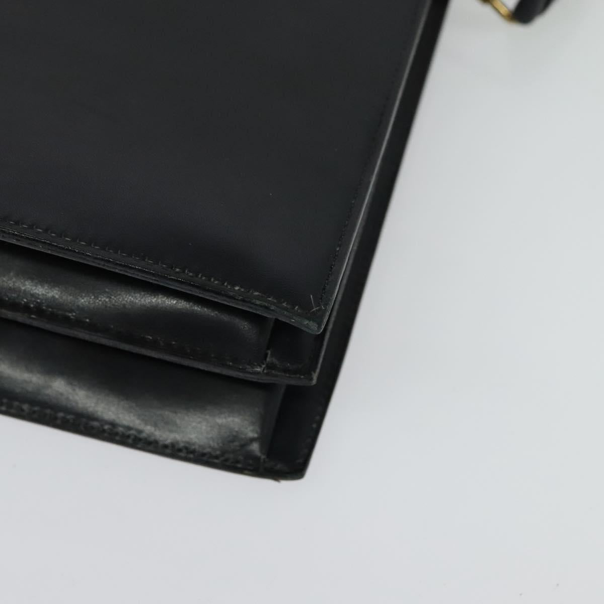 Christian Dior Hand Bag Leather 2way Black Gold Auth 138827