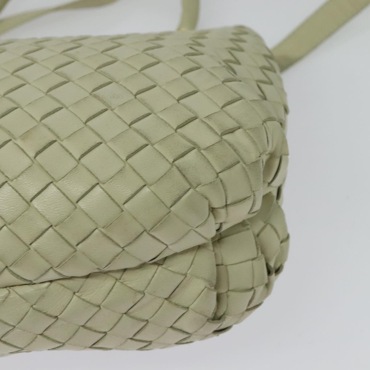 BOTTEGA VENETA INTRECCIATO Hand Bag Leather 2way White Gold Auth 138828