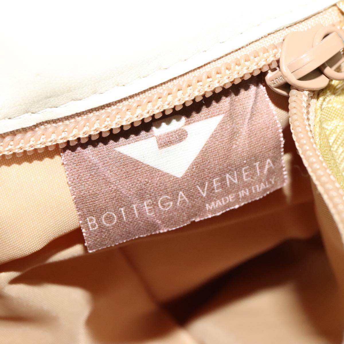 BOTTEGA VENETA INTRECCIATO Hand Bag Leather 2way White Gold Auth 138828