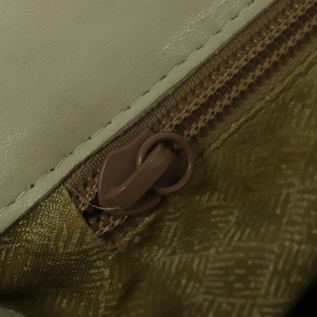 BOTTEGA VENETA INTRECCIATO Hand Bag Leather 2way White Gold Auth 138828