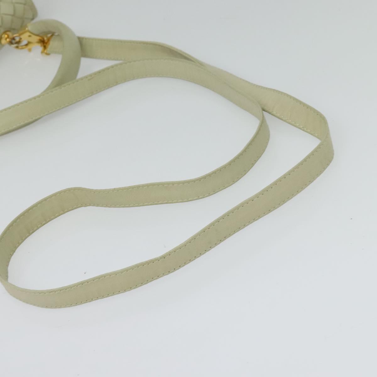 BOTTEGA VENETA INTRECCIATO Hand Bag Leather 2way White Gold Auth 138828