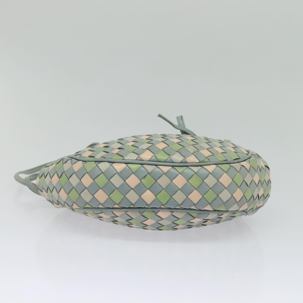 BOTTEGA VENETA INTRECCIATO Shoulder Bag Leather Light Blue Gold Auth 138829