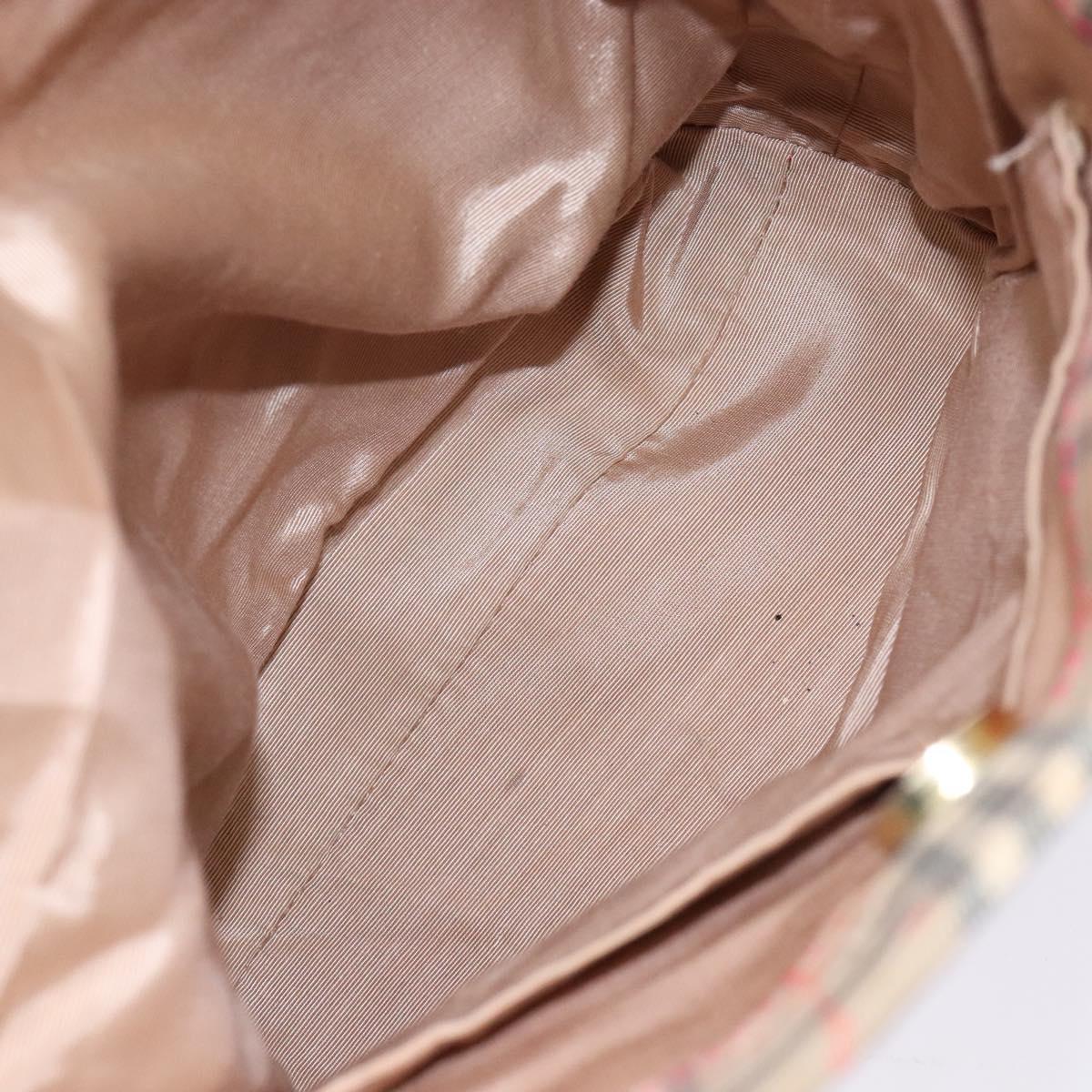 BURBERRY Nova Check Hand Bag Canvas Beige Gold Auth 138832