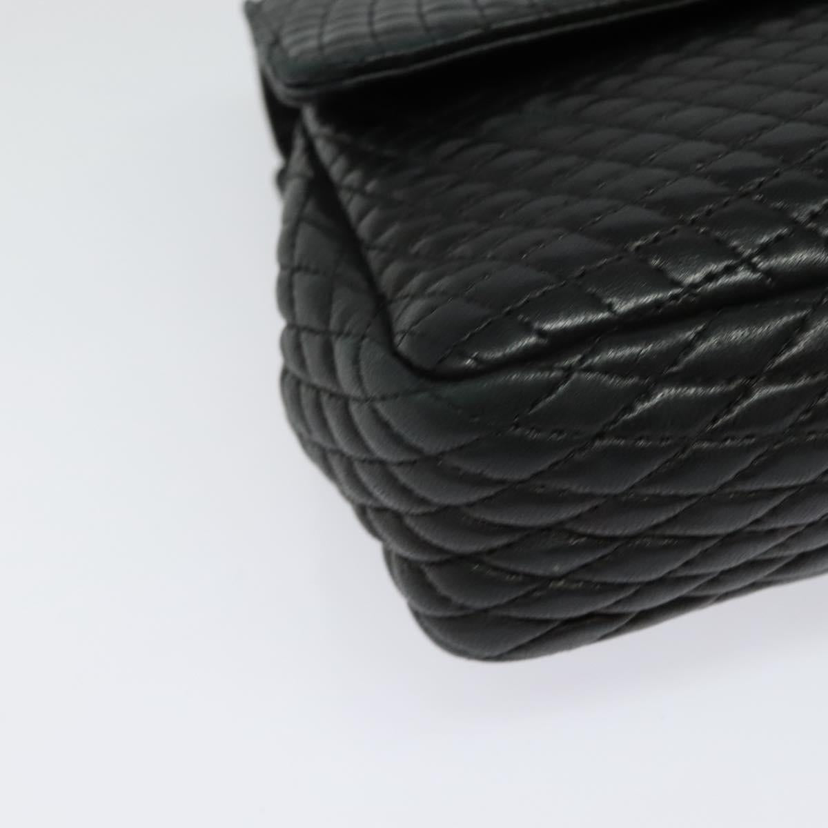 BALLY Chain Shoulder Bag Leather Black Gold Auth 138837