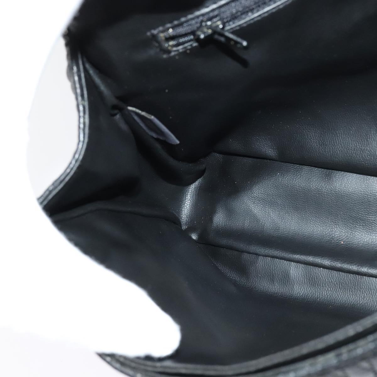 BALLY Chain Shoulder Bag Leather Black Gold Auth 138837