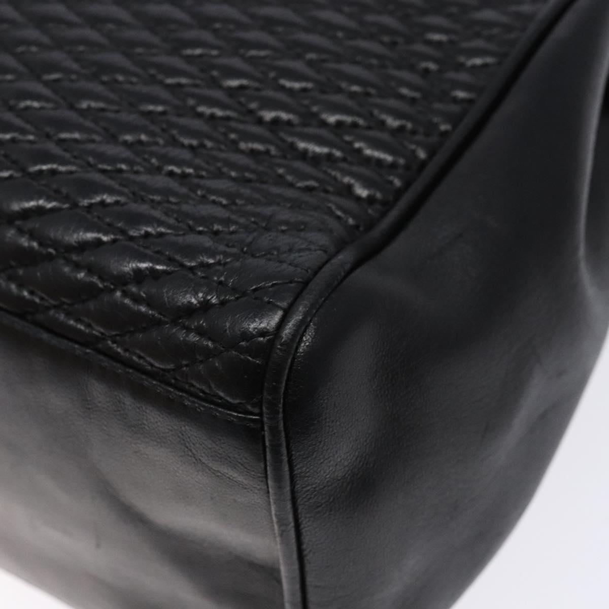 BALLY Hand Bag Leather 2way Black Gold Auth 138838