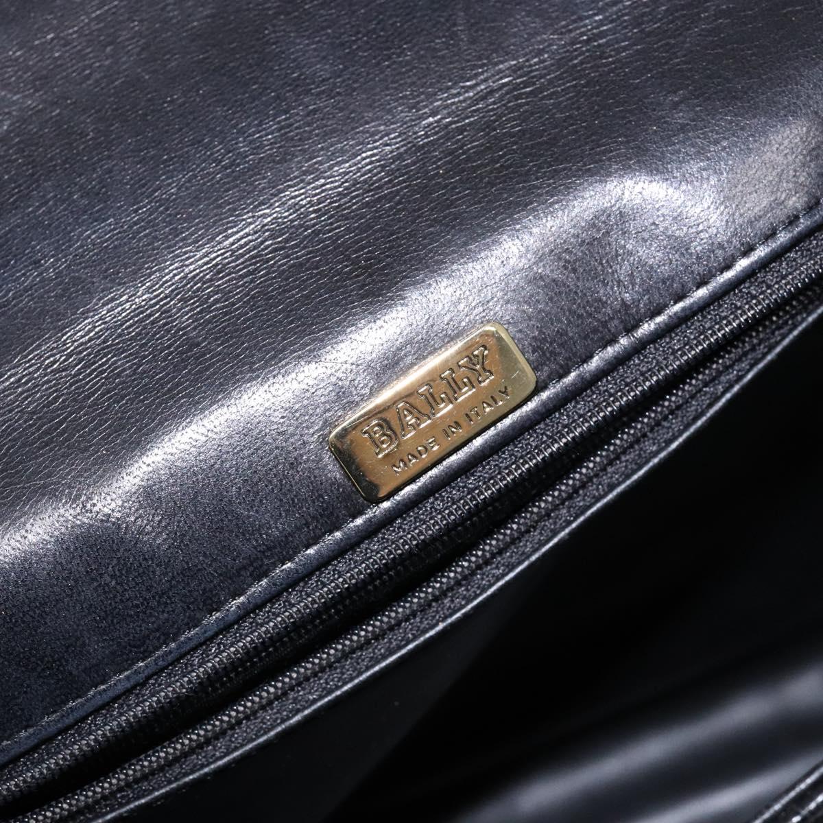 BALLY Hand Bag Leather 2way Black Gold Auth 138838