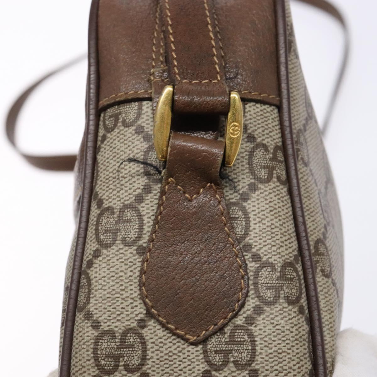 GUCCI GG Supreme Web Sherry Line Shoulder Bag Beige Gold 98 02 087 Auth 138842