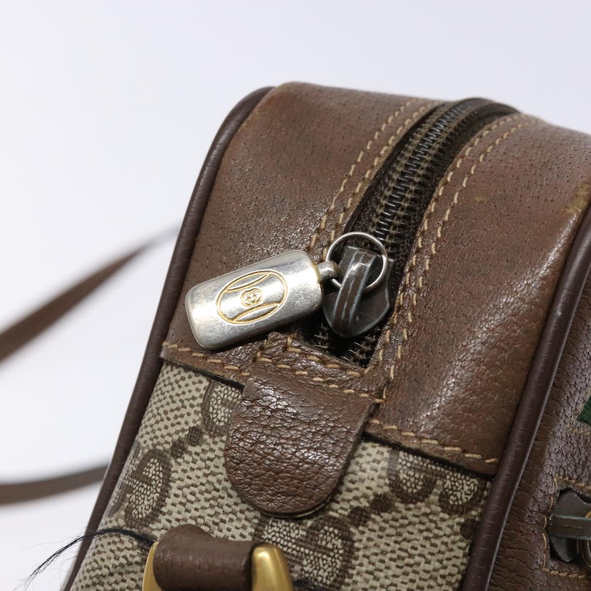 GUCCI GG Supreme Web Sherry Line Shoulder Bag Beige Gold 98 02 087 Auth 138842
