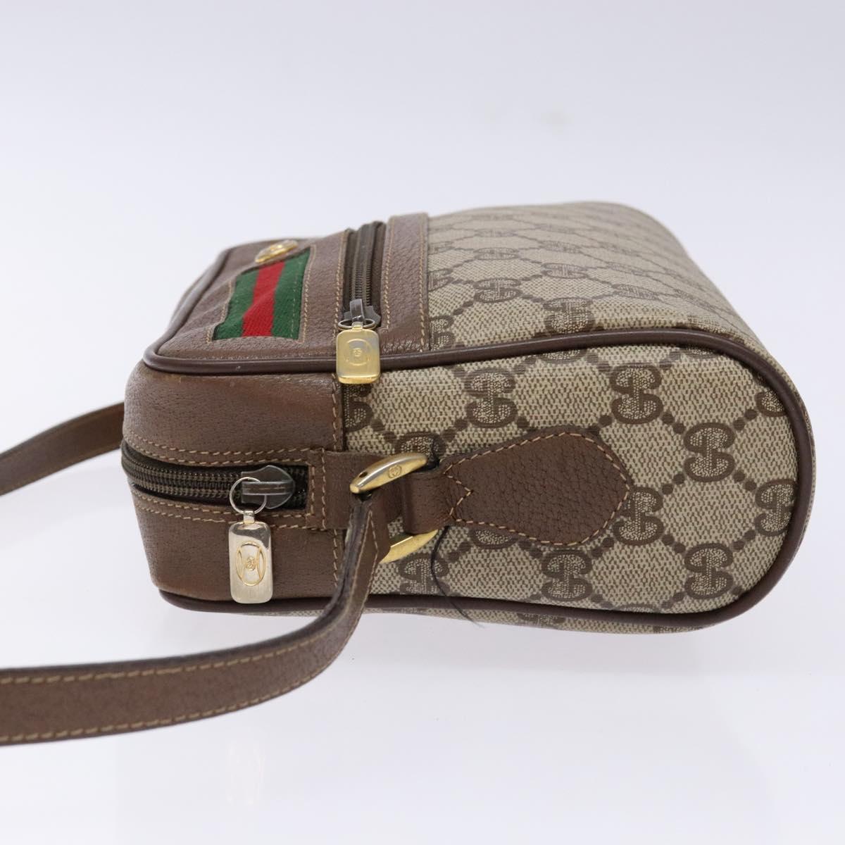 GUCCI GG Supreme Web Sherry Line Shoulder Bag Beige Gold 98 02 087 Auth 138842