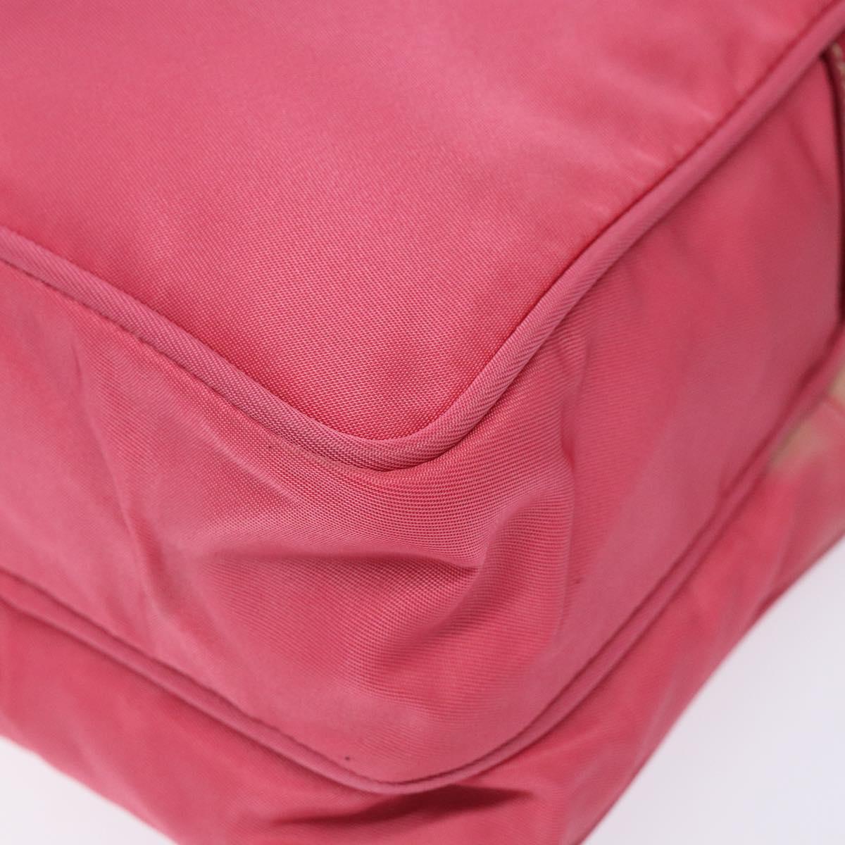PRADA Shoulder Bag Nylon Pink Silver Auth 138846