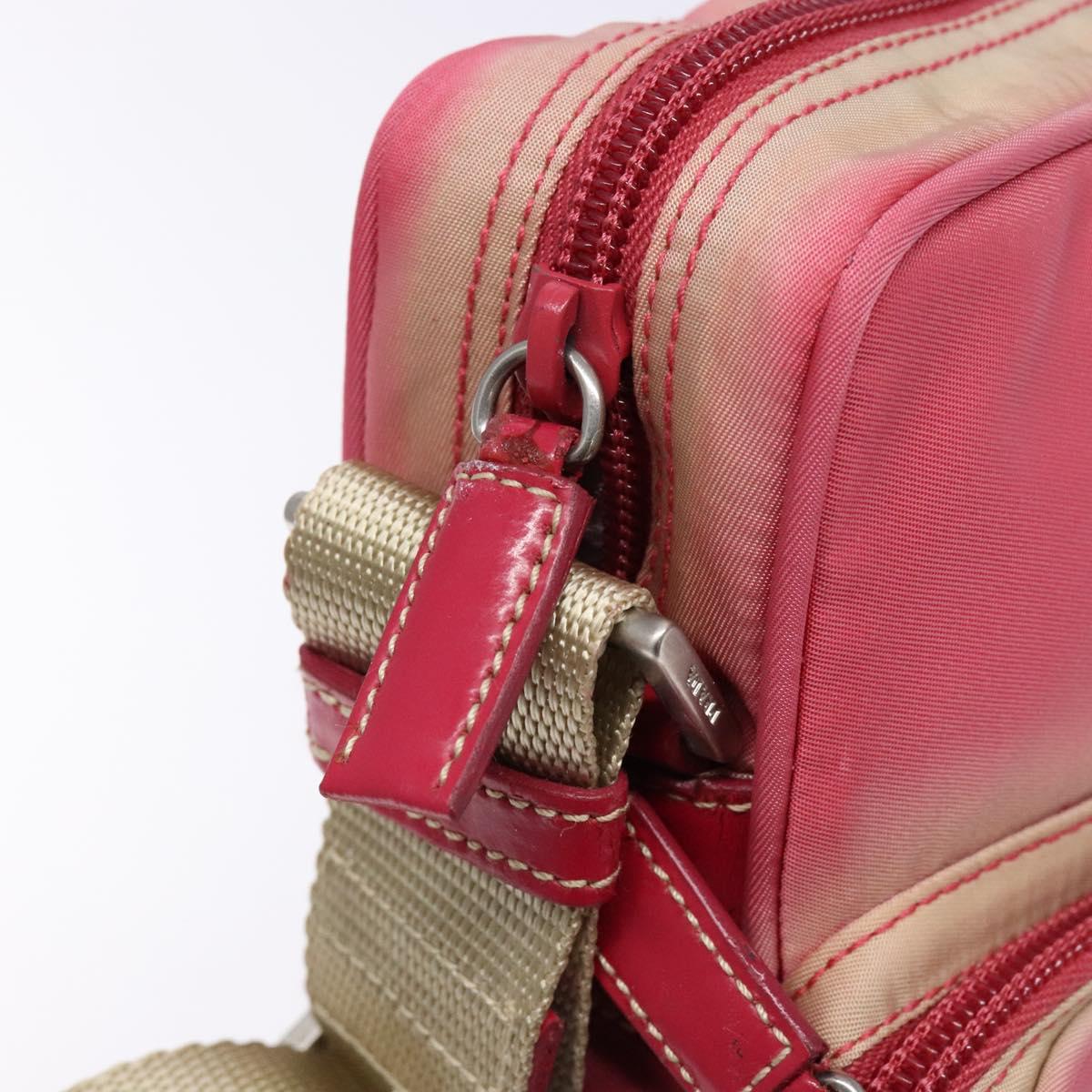 PRADA Shoulder Bag Nylon Pink Silver Auth 138846