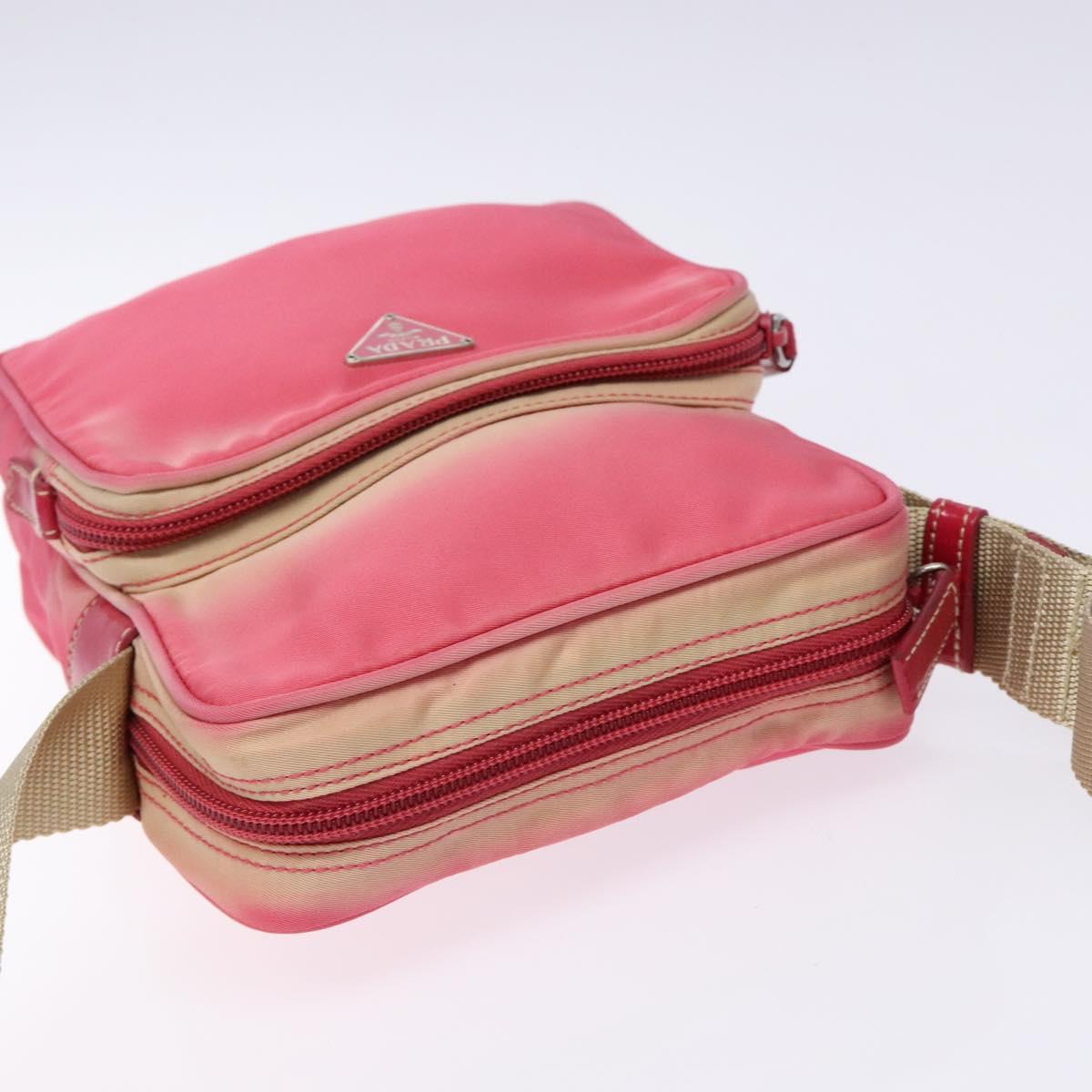 PRADA Shoulder Bag Nylon Pink Silver Auth 138846