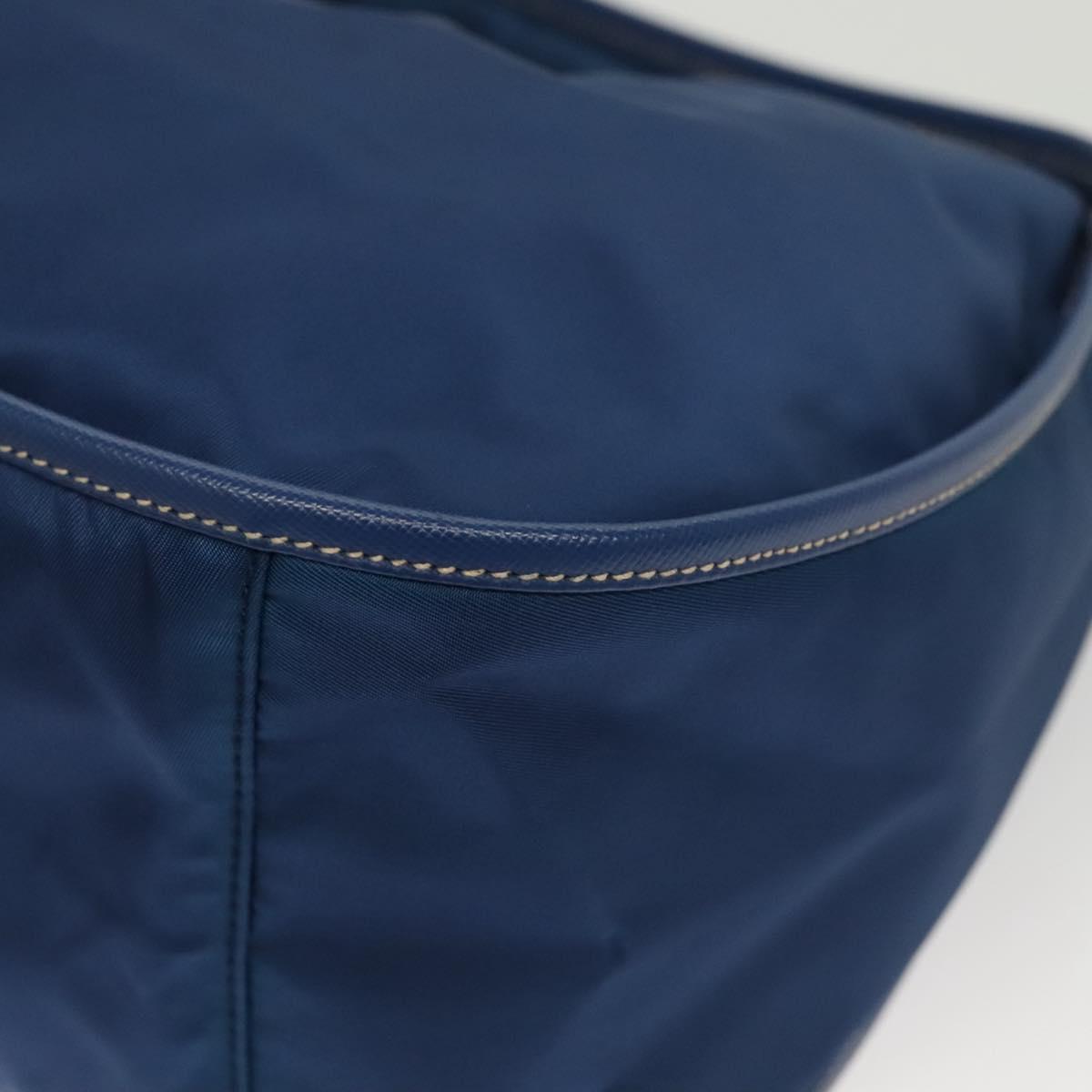 PRADA Hand Bag Nylon 2way Blue Gold Auth 138847