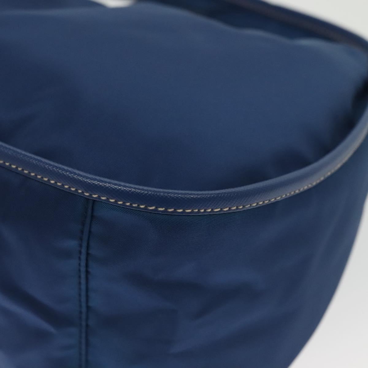 PRADA Hand Bag Nylon 2way Blue Gold Auth 138847