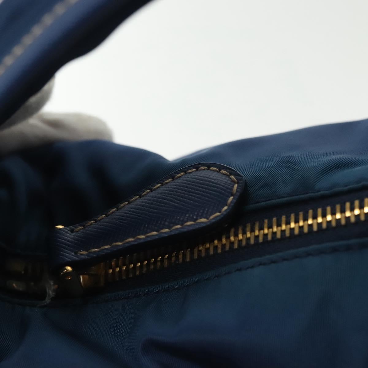 PRADA Hand Bag Nylon 2way Blue Gold Auth 138847
