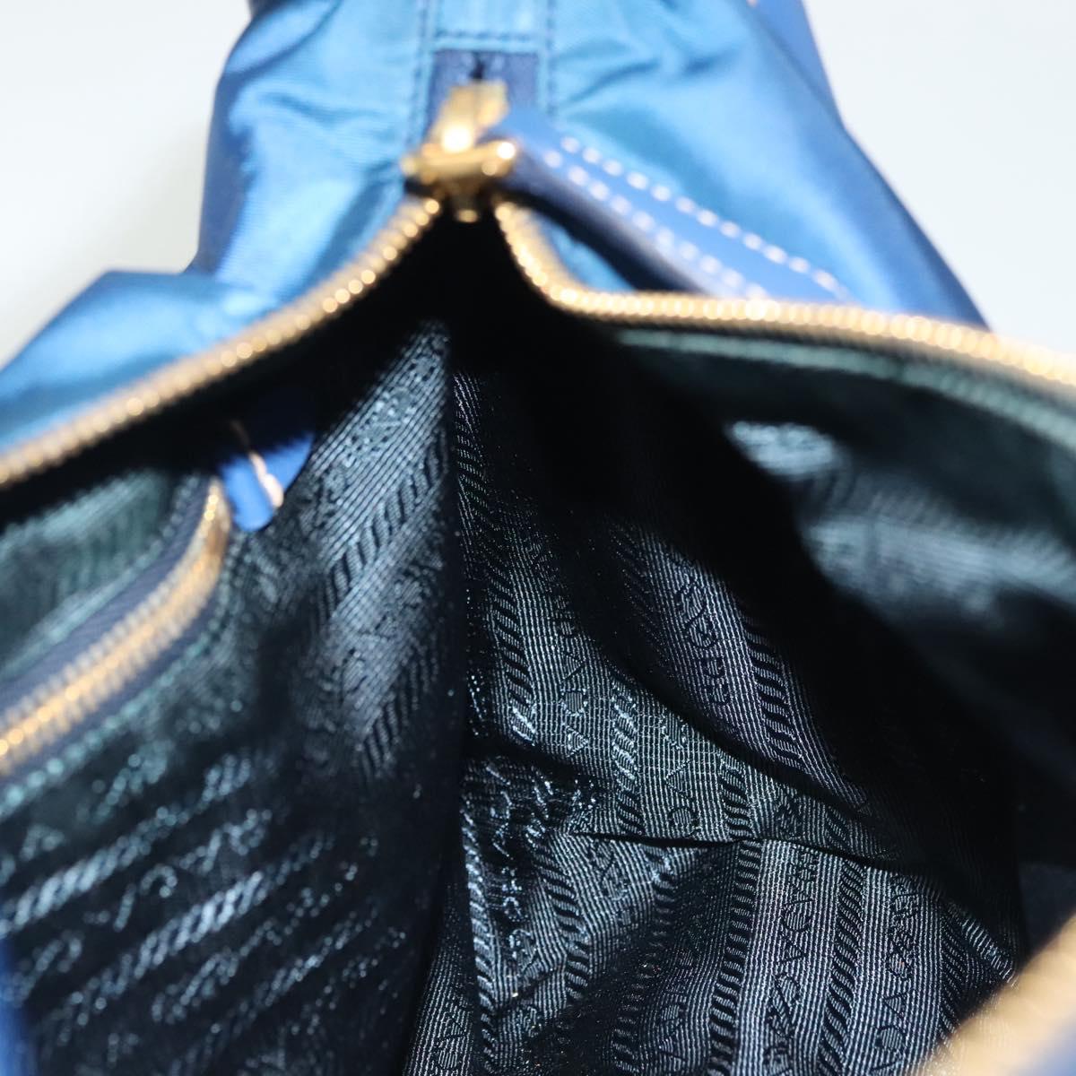 PRADA Hand Bag Nylon 2way Blue Gold Auth 138847