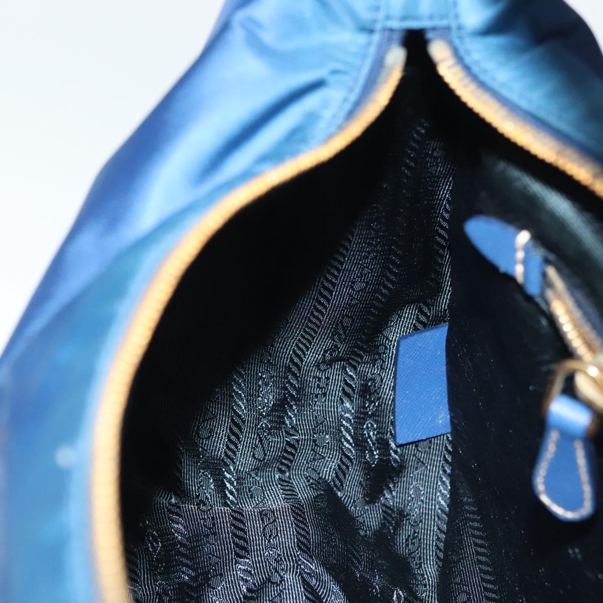 PRADA Hand Bag Nylon 2way Blue Gold Auth 138847