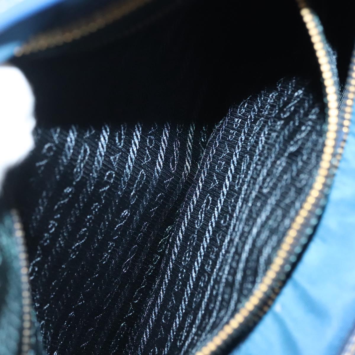 PRADA Hand Bag Nylon 2way Blue Gold Auth 138847