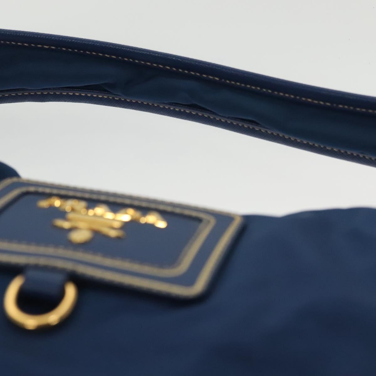 PRADA Hand Bag Nylon 2way Blue Gold Auth 138847