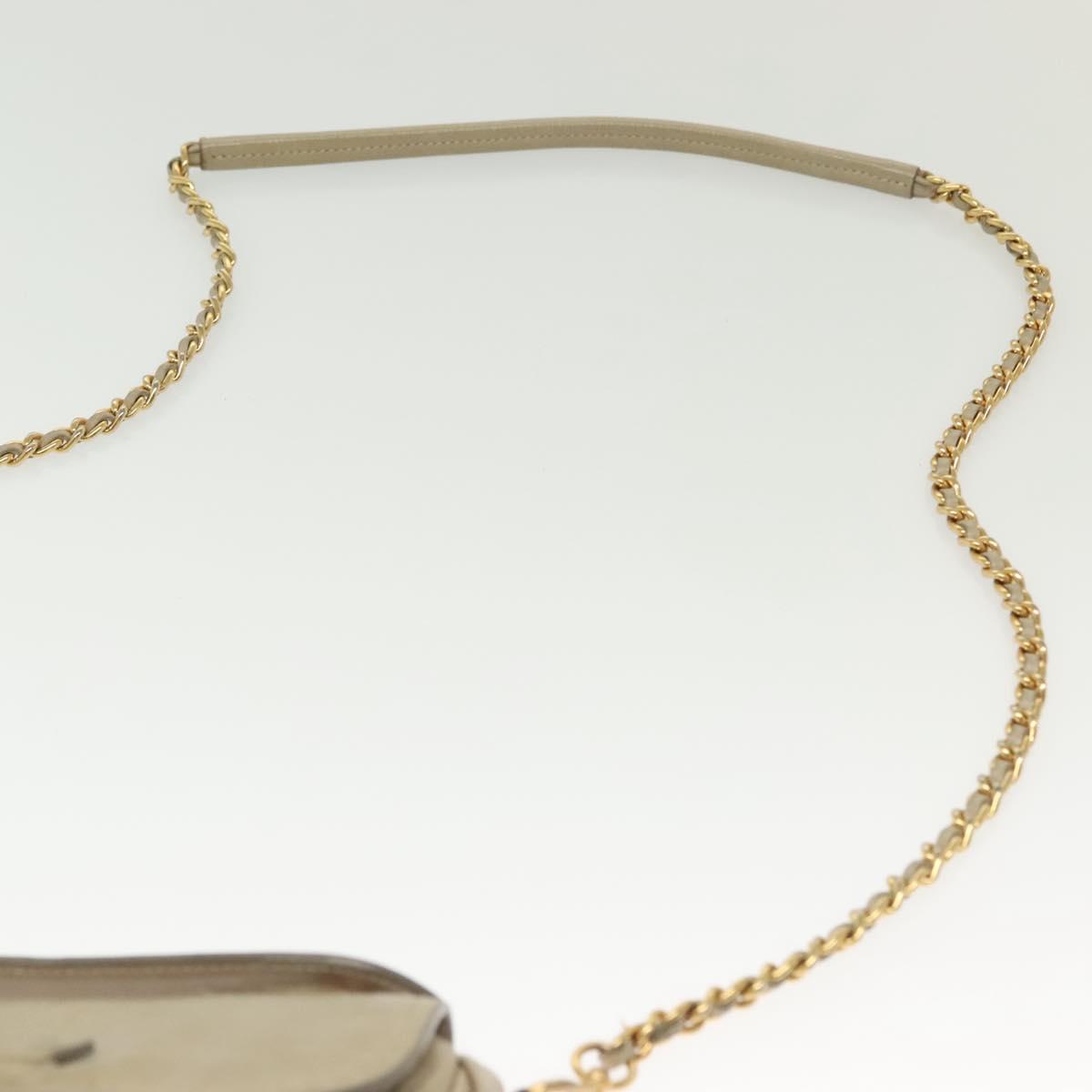 PRADA Chain Shoulder Bag Leather Beige Gold Auth 138848