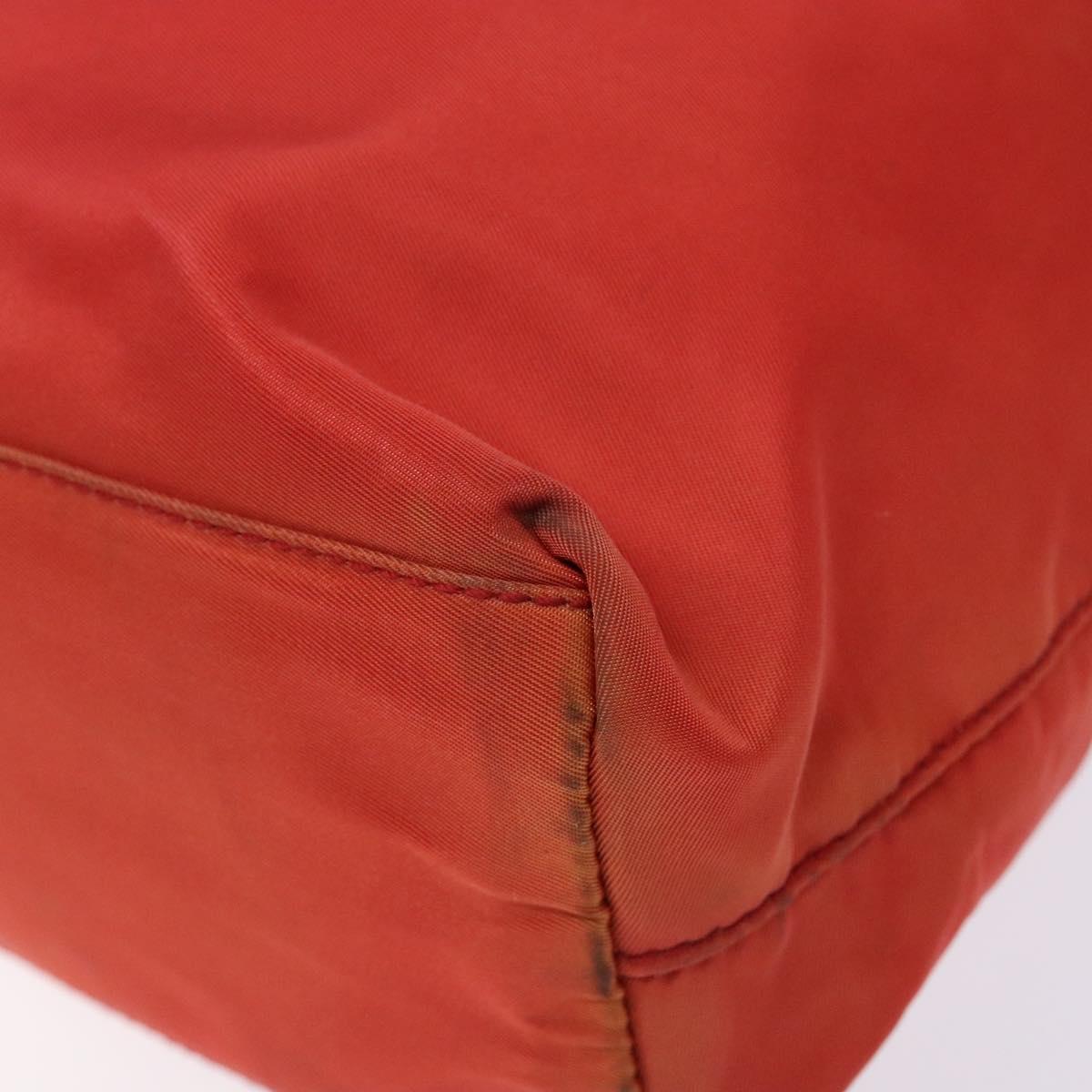 PRADA Tote Bag Nylon Red Silver Auth 138850