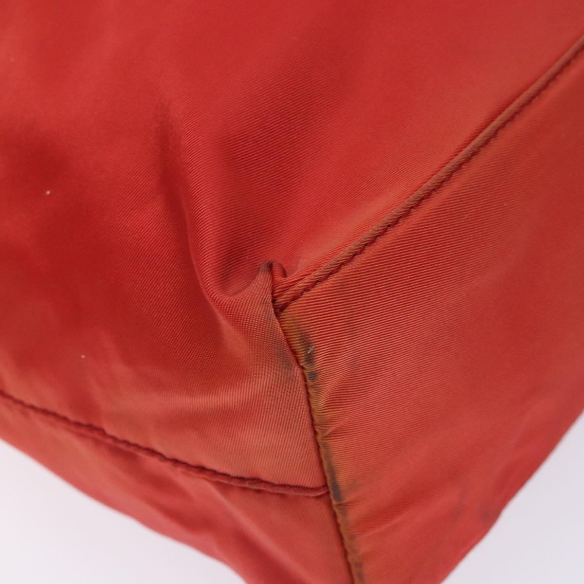 PRADA Tote Bag Nylon Red Silver Auth 138850