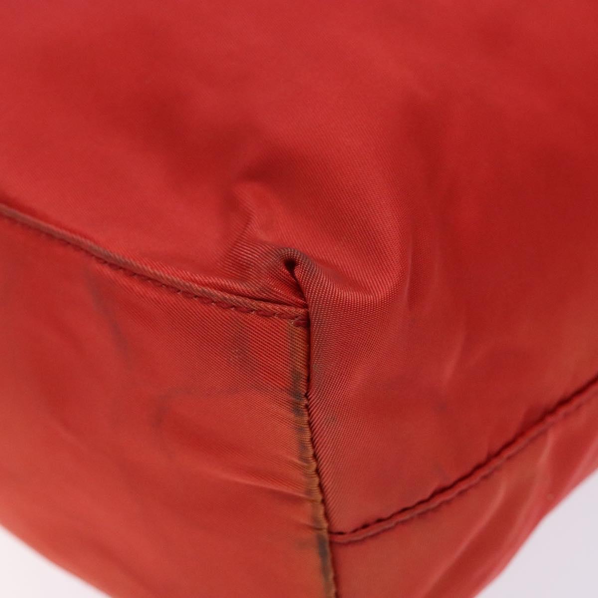PRADA Tote Bag Nylon Red Silver Auth 138850