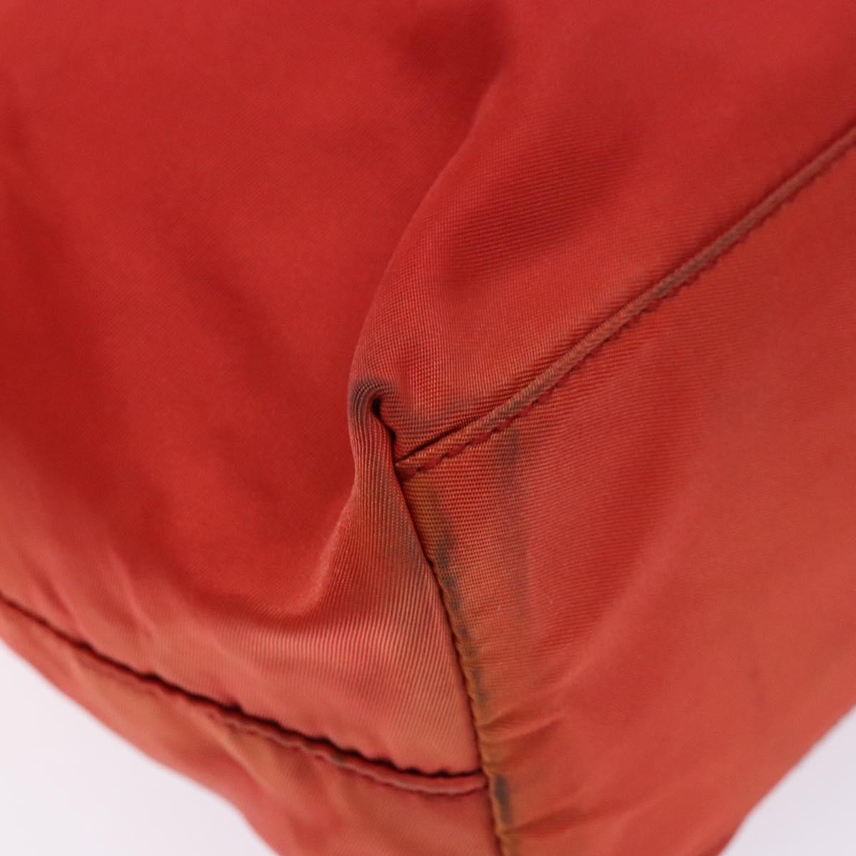 PRADA Tote Bag Nylon Red Silver Auth 138850