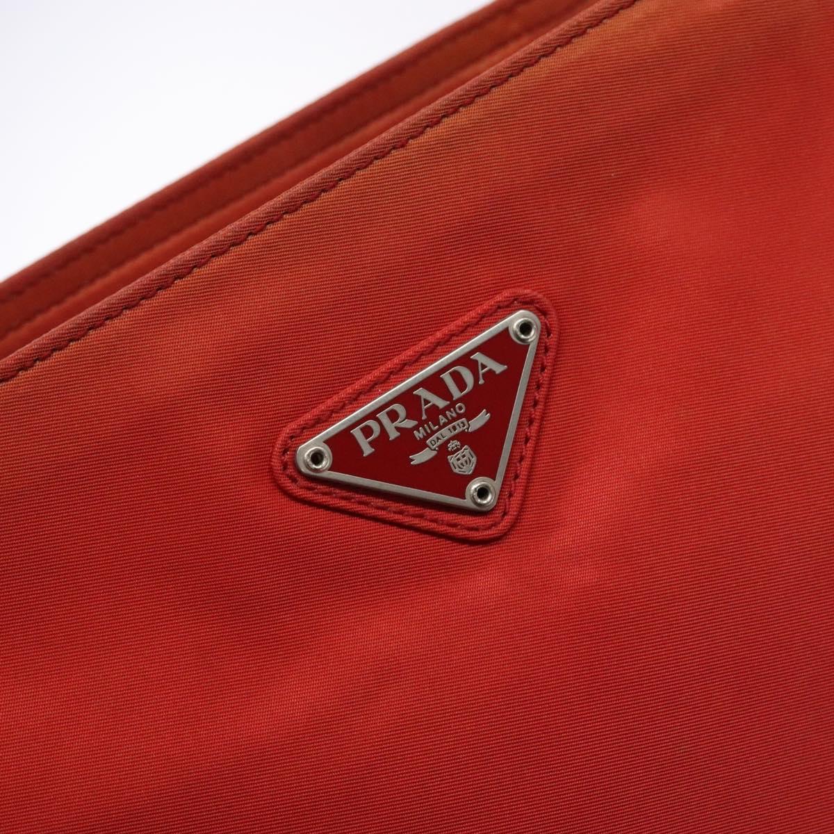 PRADA Tote Bag Nylon Red Silver Auth 138850