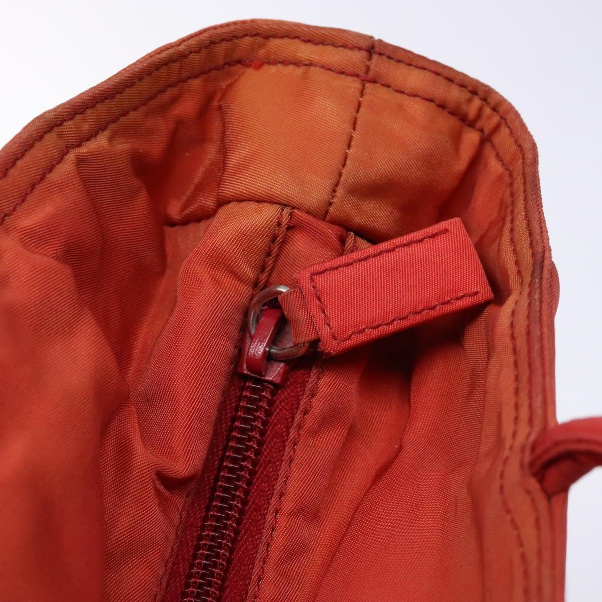 PRADA Tote Bag Nylon Red Silver Auth 138850
