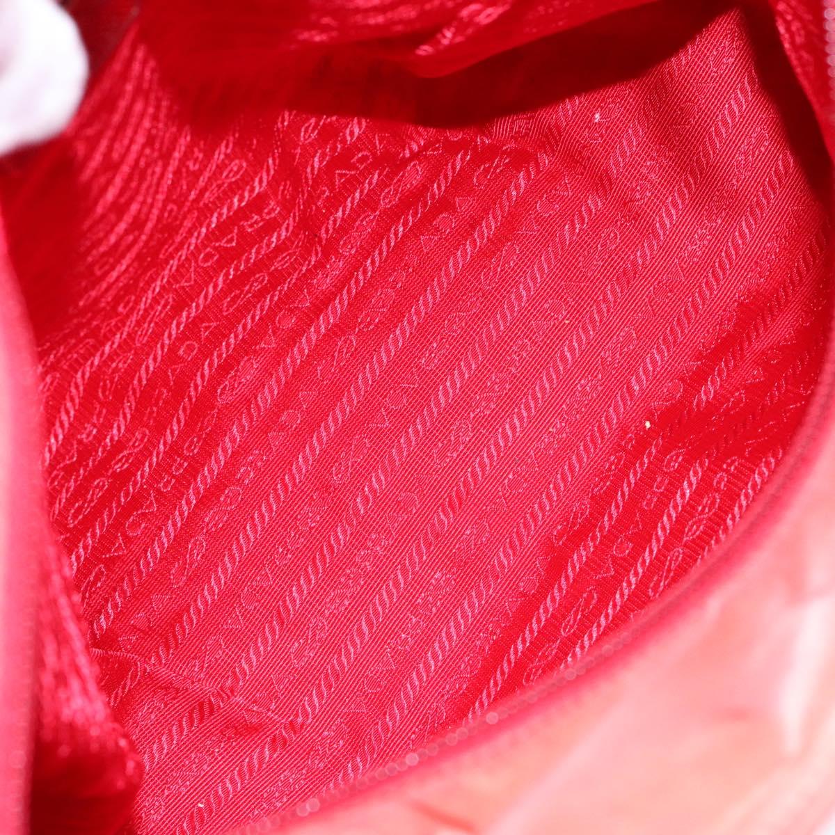 PRADA Tote Bag Nylon Red Silver Auth 138850
