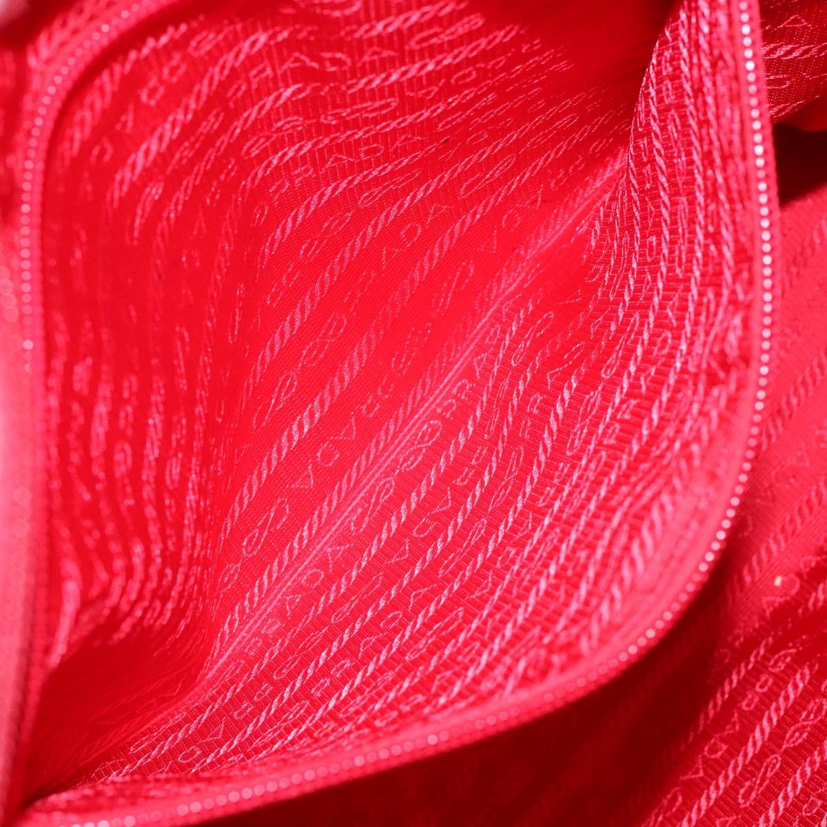 PRADA Tote Bag Nylon Red Silver Auth 138850