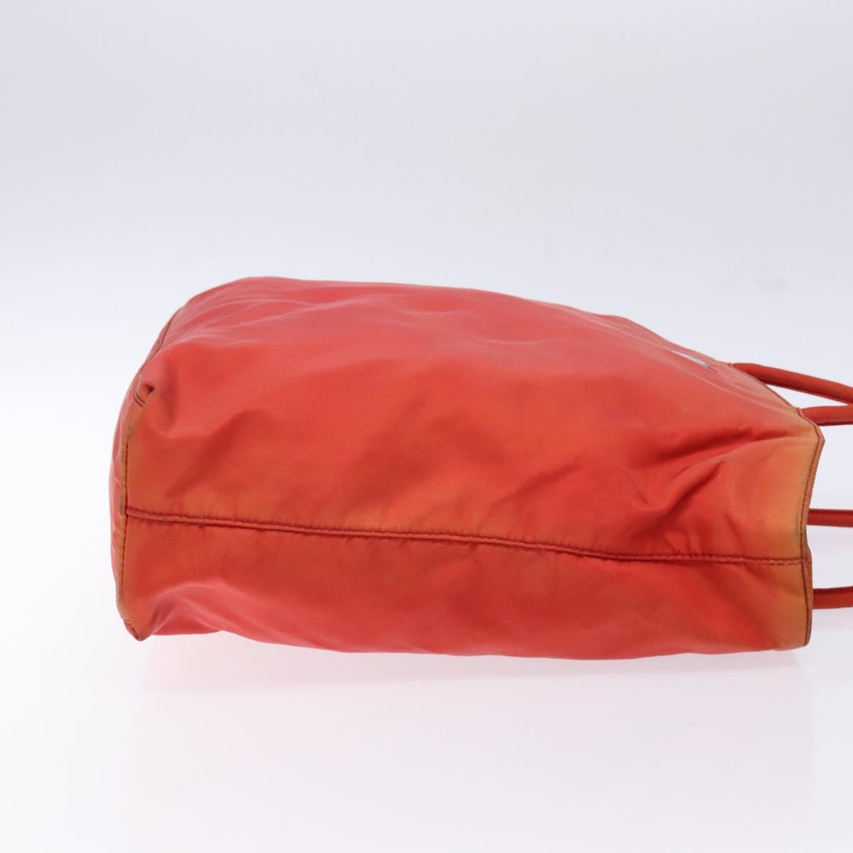 PRADA Tote Bag Nylon Red Silver Auth 138850