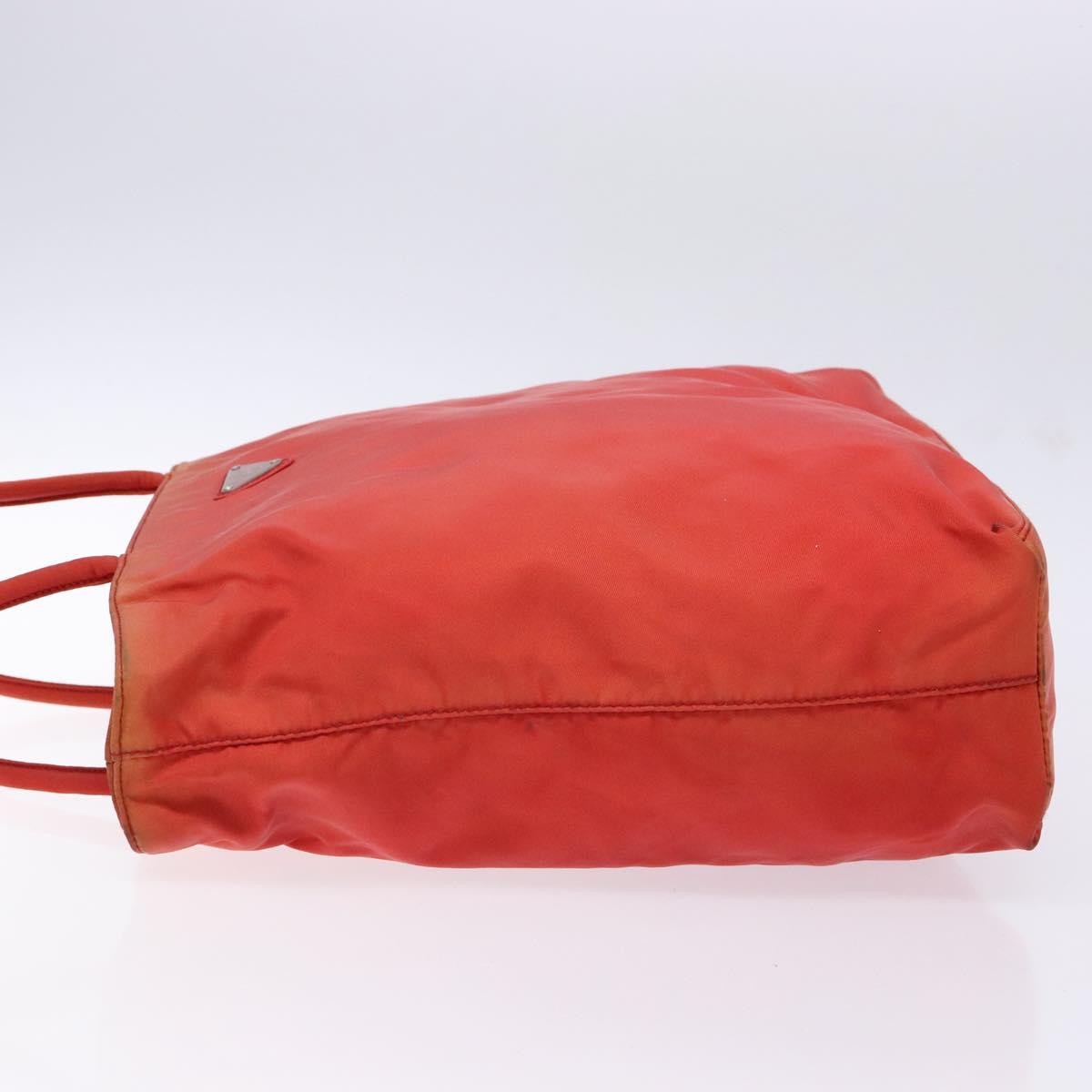 PRADA Tote Bag Nylon Red Silver Auth 138850