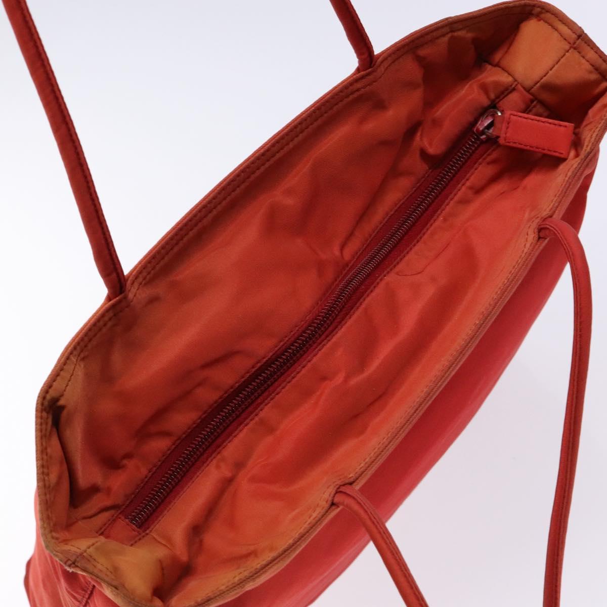 PRADA Tote Bag Nylon Red Silver Auth 138850