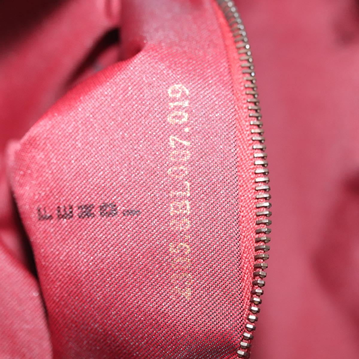 FENDI Zucchino Canvas Hand Bag Red Silver Auth 138853