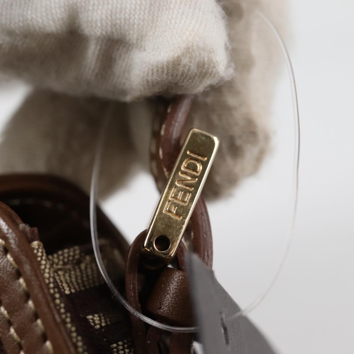 FENDI Zucchino Canvas Phone Pouch Brown Gold Auth 138859