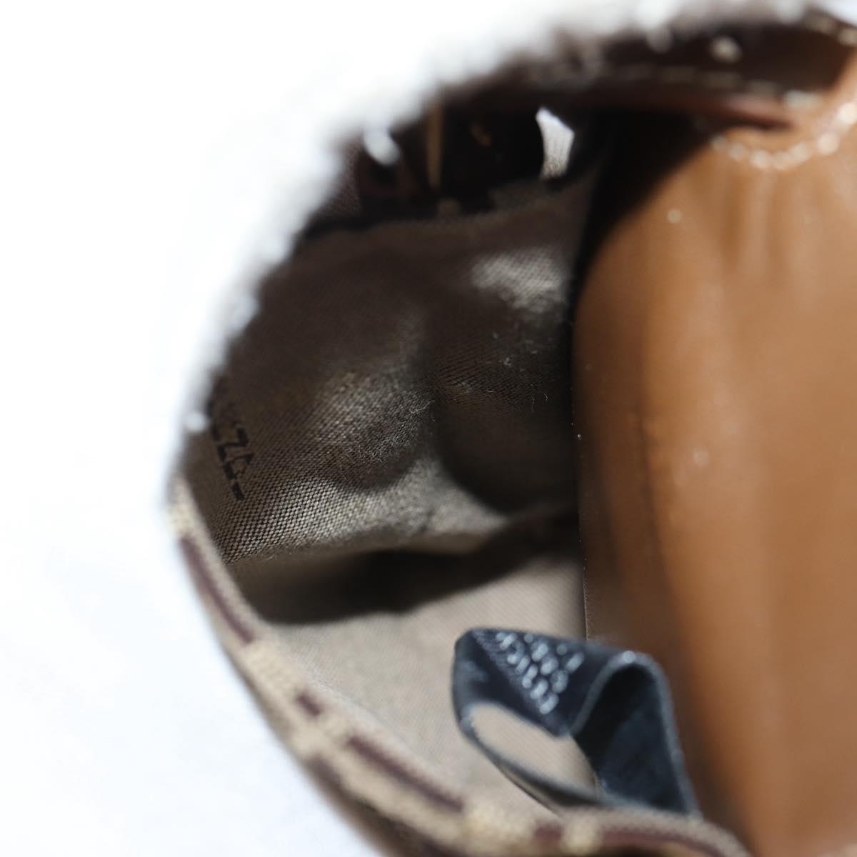 FENDI Zucchino Canvas Phone Pouch Brown Gold Auth 138859