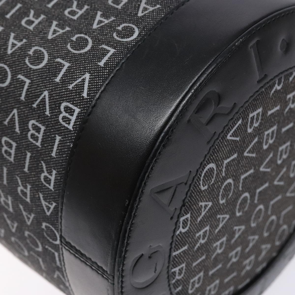 BVLGARI Logo Mania B-ZERO1 Hand Bag Canvas Black Silver Auth 138860