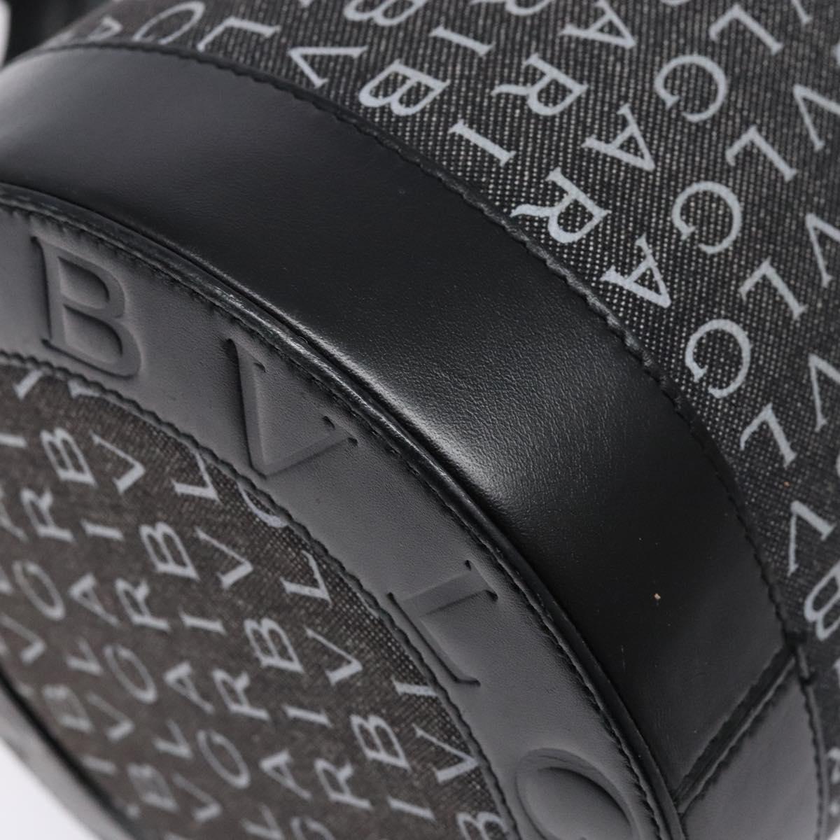 BVLGARI Logo Mania B-ZERO1 Hand Bag Canvas Black Silver Auth 138860