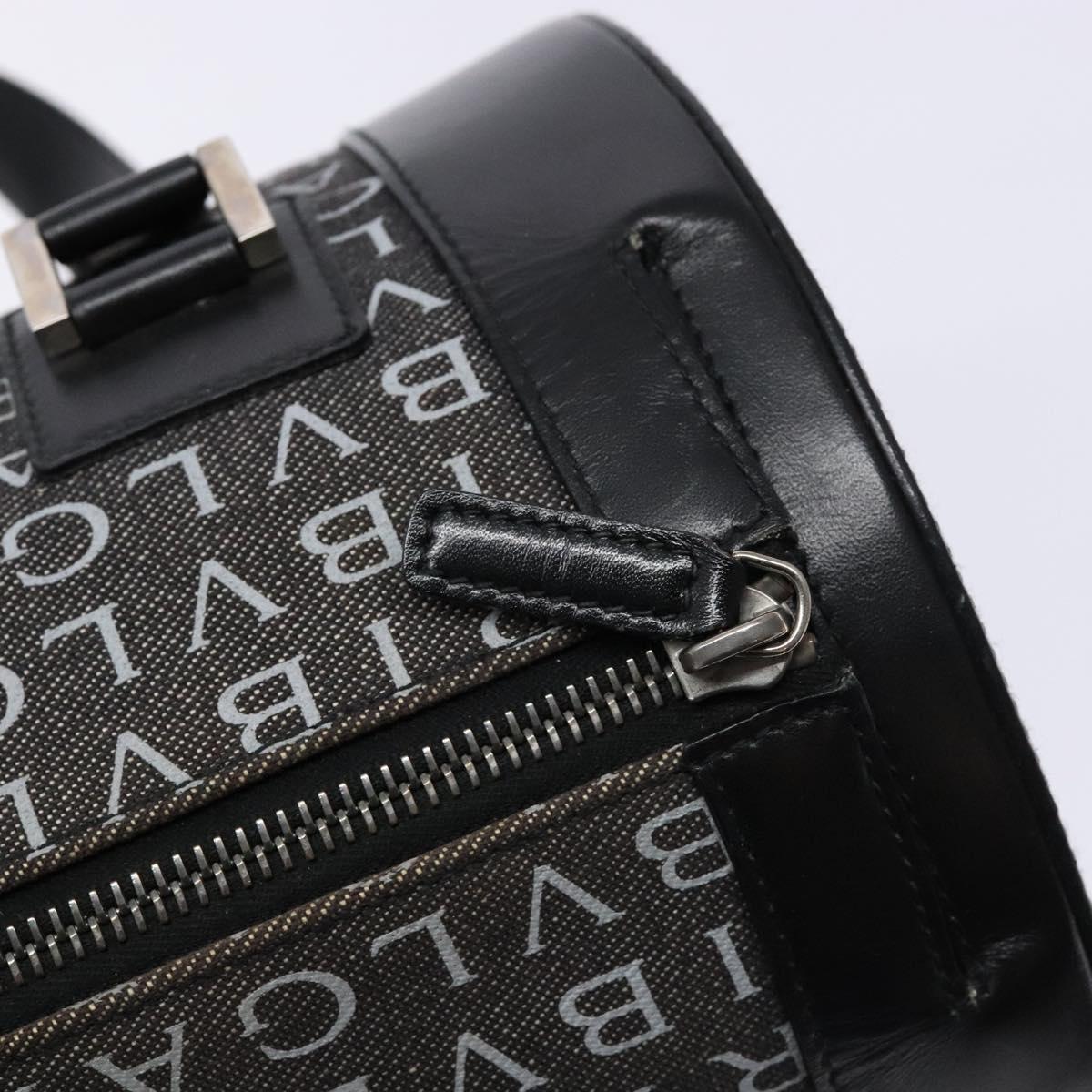 BVLGARI Logo Mania B-ZERO1 Hand Bag Canvas Black Silver Auth 138860