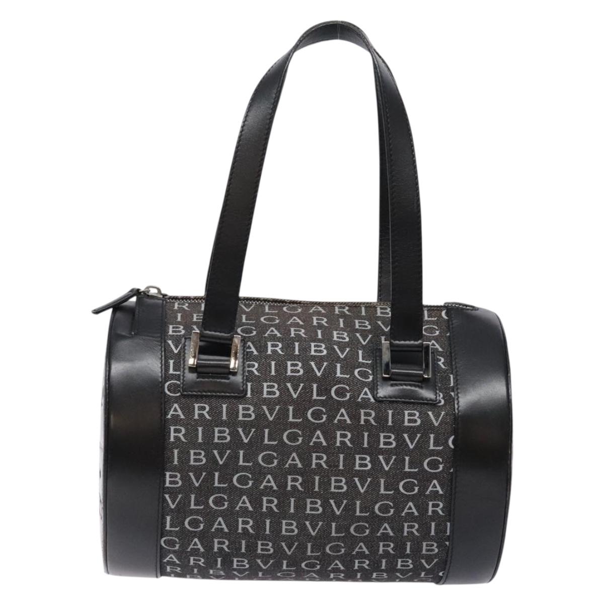 BVLGARI Logo Mania B-ZERO1 Hand Bag Canvas Black Silver Auth 138860