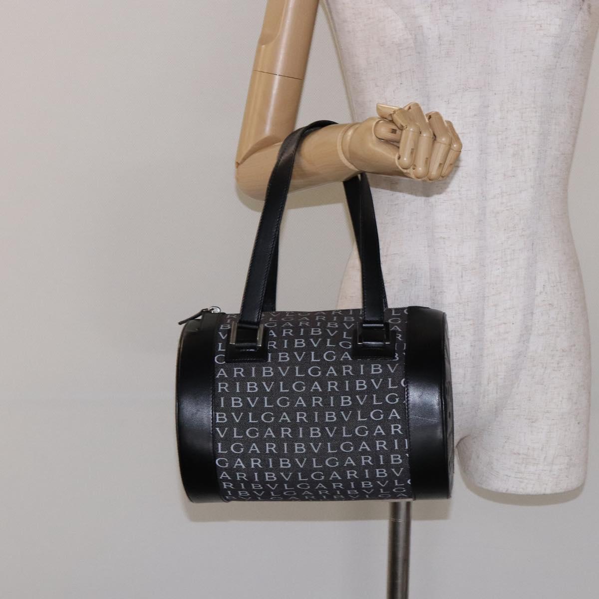 BVLGARI Logo Mania B-ZERO1 Hand Bag Canvas Black Silver Auth 138860