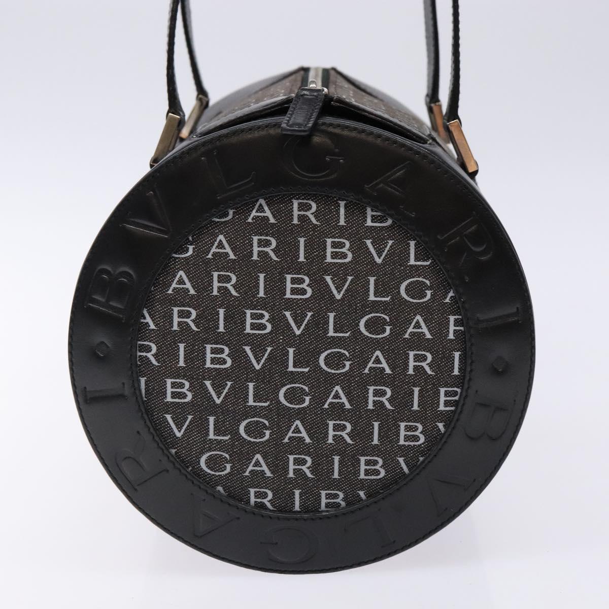 BVLGARI Logo Mania B-ZERO1 Hand Bag Canvas Black Silver Auth 138860