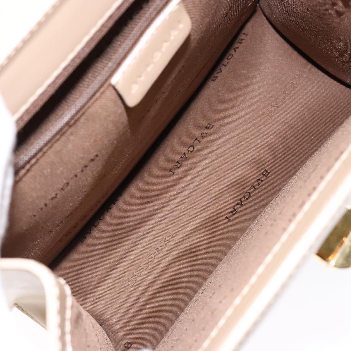 BVLGARI Shoulder Bag Leather Beige Gold Auth 138861