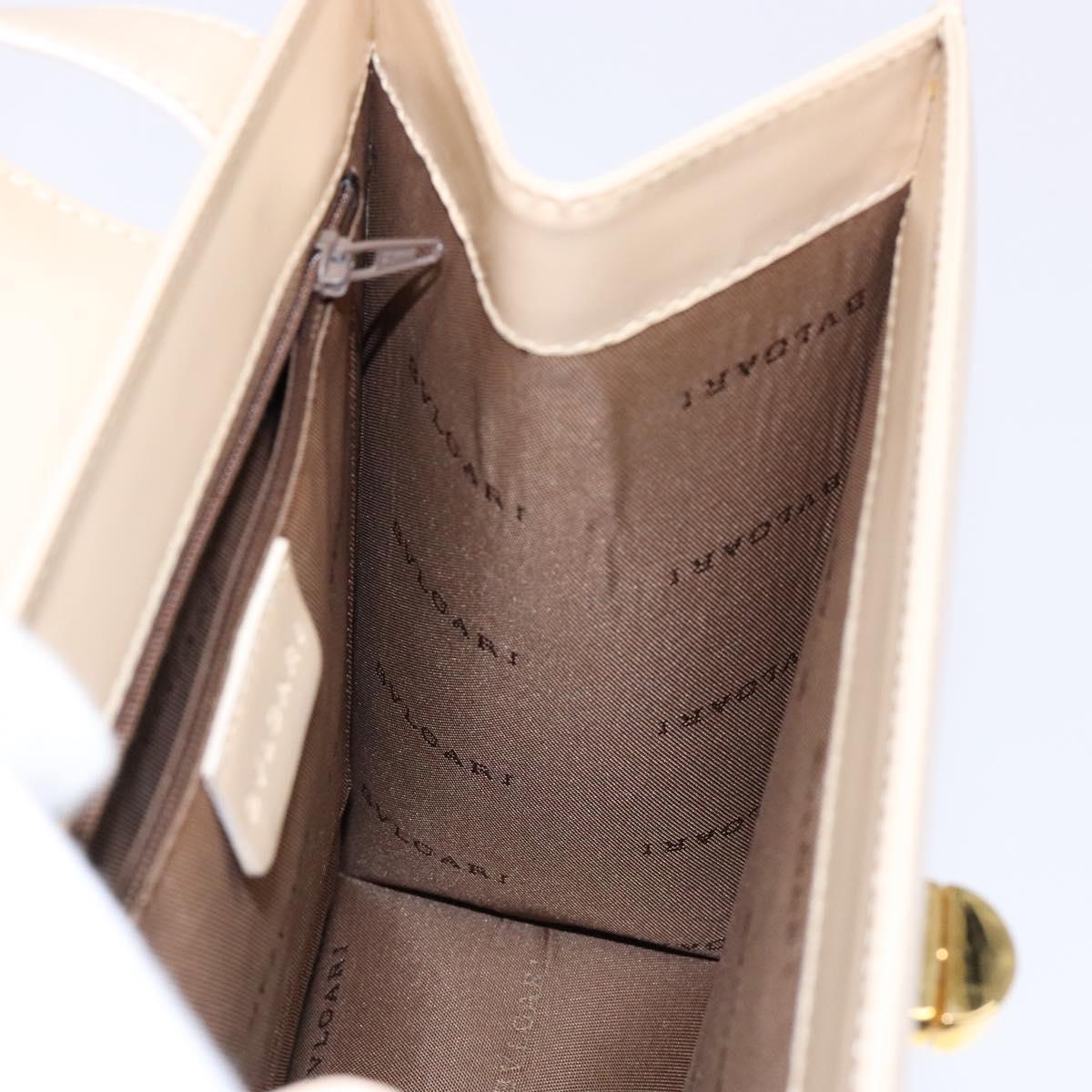 BVLGARI Shoulder Bag Leather Beige Gold Auth 138861